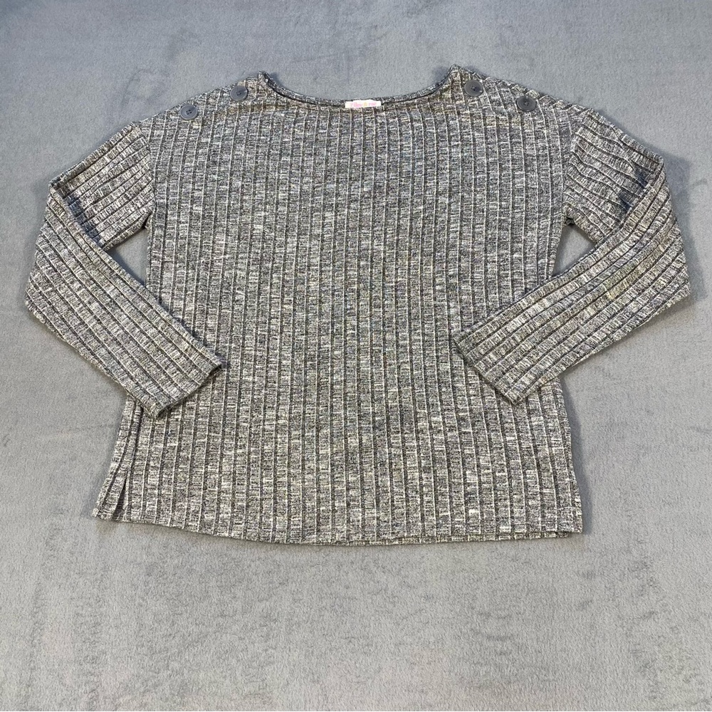 Riley & Rae Women’s Grey Ribbed Knit Top, Long Sleeves, Scoop Neck, size SMALL